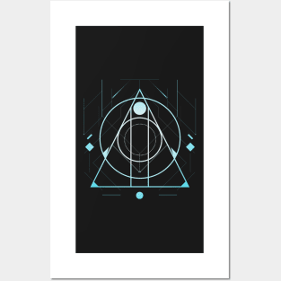 Magic blue geometric fantasy space Posters and Art